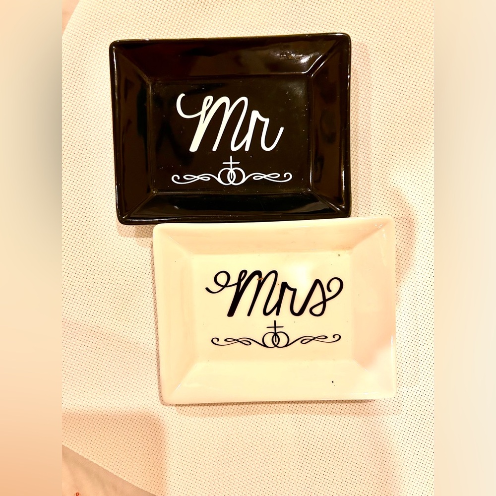 Mr and Mrs Rectangular Trinket Dishes